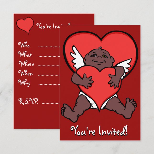 Valentins Einladungen Afrikanische Cupid Cards Cus (Vorne/Hinten)