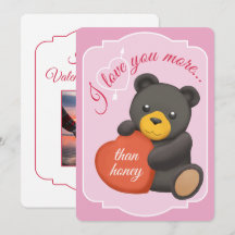 Valentins-Flat-Card Süßer Schwarzer Bär