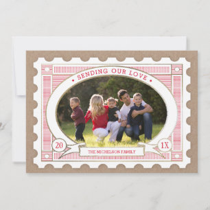 Valentins- Fotokarte mit Vintage-Poststempel Feiertagskarte