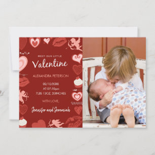 Valentins-Geburtsankündigungskarte rot pink modern Ankündigung