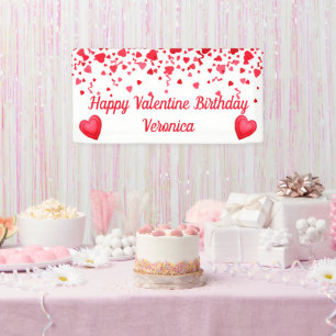 Valentins Geburtstag Rote Konfetti Herzen Banner