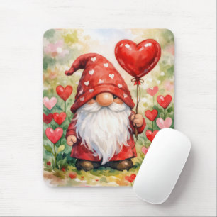 Valentins-Gnom mit rotem Herzballon Mousepad