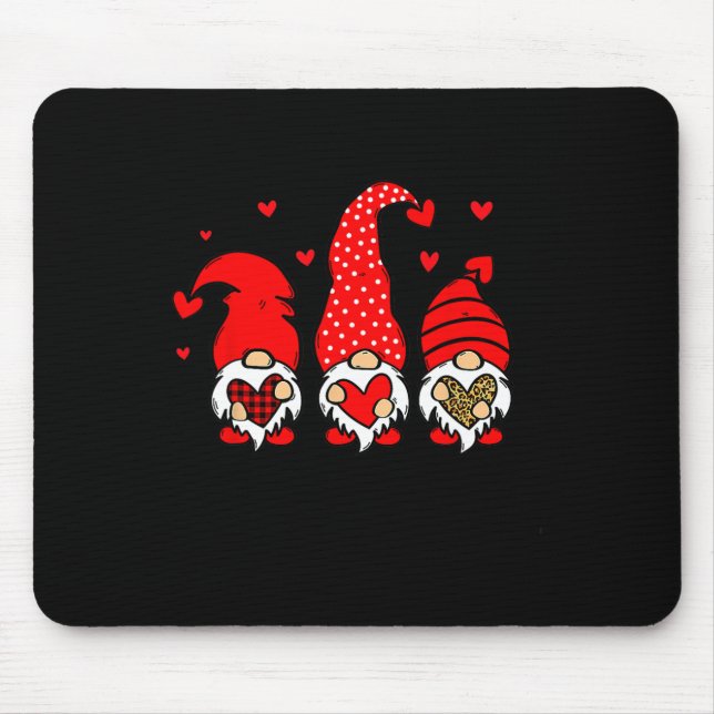 Valentins-Gnome halten Herz Leopard Happy Valen Mousepad (Vorne)