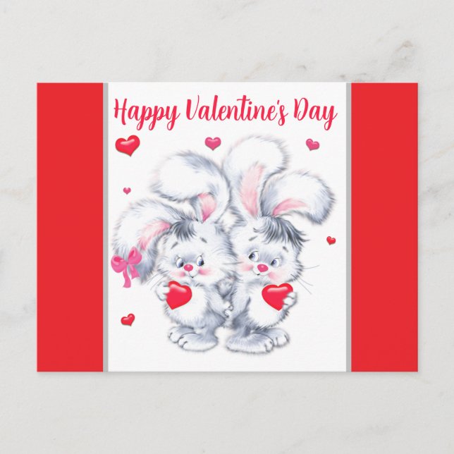 Valentins-Häschen Postkarte (Vorderseite)