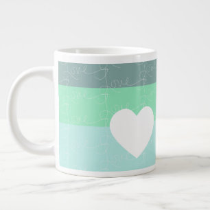 Valentins Herz Handgezeichnete Liebe Blau Grün Jumbo-Tasse