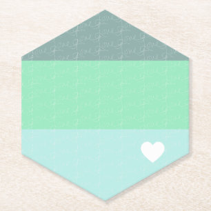 Valentins Herz Handgezeichnete Liebe Blau Grün Untersetzer