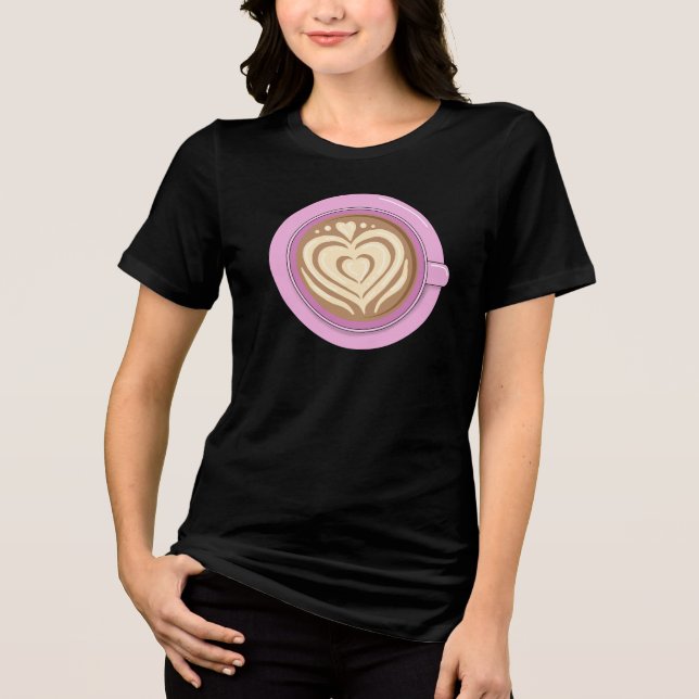 Valentins Herz Latte Tri-Blend Shirt (Vorderseite)