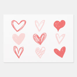 Valentins Herz rosa Minimalistisch-modern Geschenkpapier Set