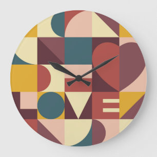 Valentins Herzdesign, abstrakter Hintergrund. Große Wanduhr