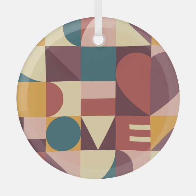 Valentins Herzdesign, abstrakter Hintergrund. Ornament Aus Glas (Vorderseite)