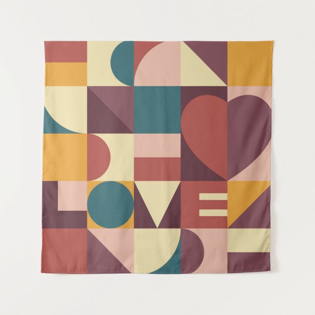 Valentins Herzdesign, abstrakter Hintergrund. Wandteppich (Vorderseite)