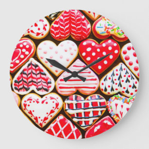 Valentins Herzkekse: hausgemachte Liebe. Große Wanduhr