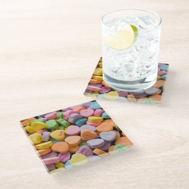 VALENTINS KANDY HEARDS GLASUNTERSETZER (Schrägansicht)