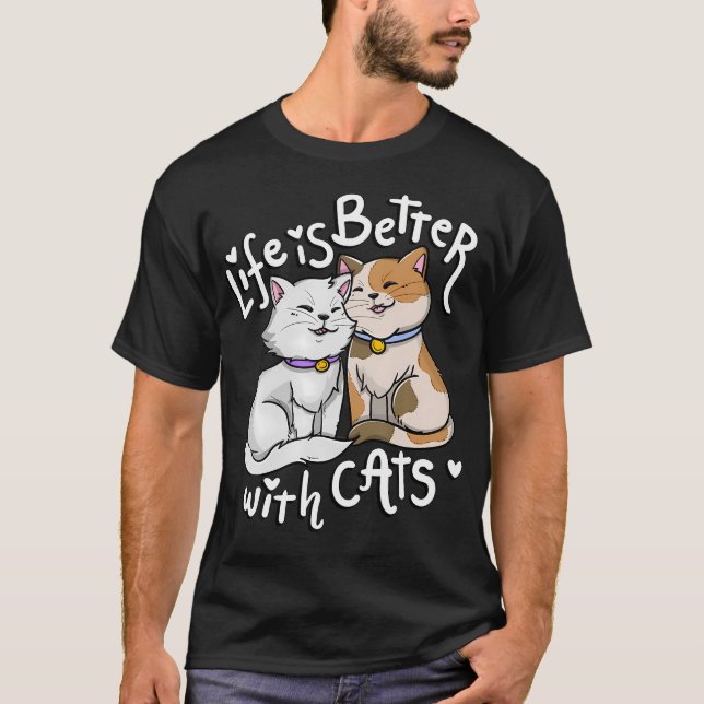 Valentins katzenlanges Leben ist besser mit Katzen T-Shirt (Vorderseite)