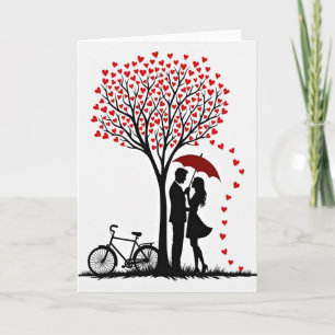 Valentins-Liebespaar-Baum-Karte Karte