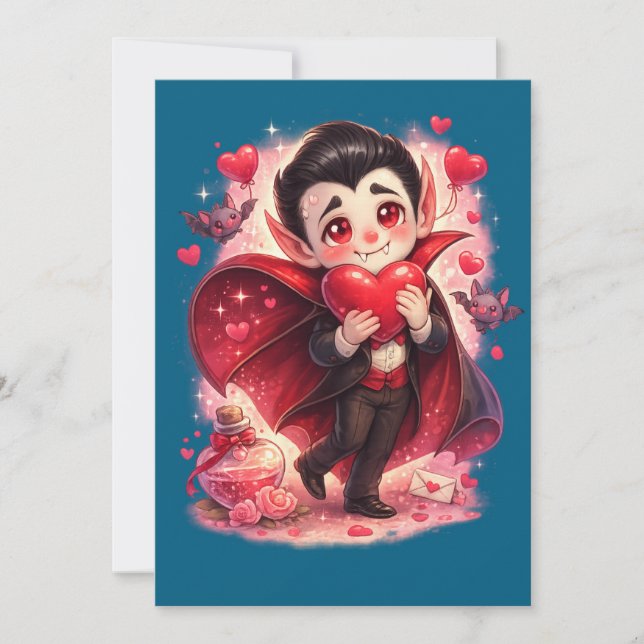 Valentins lustiger Dracula Feiertagskarte (Vorderseite)