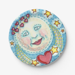 VALENTINS-MANN IM MOND, HIMMELISCHE STERNE & HERZE PAPPTELLER