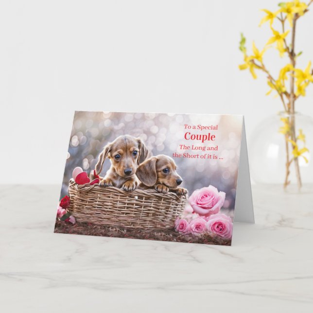 Valentins-Paar von Ihnen süßes Paar Dachshund  Karte (Gelbe Blume)