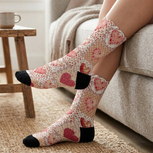 Valentins-Patchwork-Herz Socken