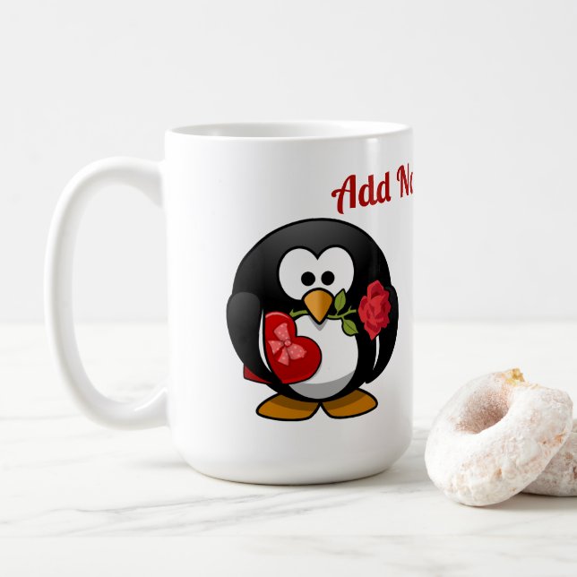 Valentins-Pinguin  Kaffeetasse (Mit Donut)