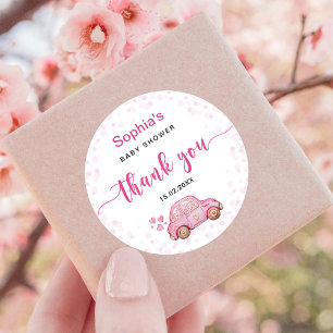 Valentins-Pink-Auto-Baby-Party Runder Aufkleber