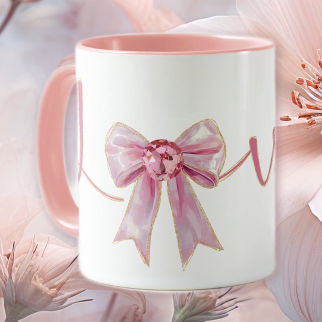 Valentins-Pink-Schleife Tasse (Von Creator hochgeladen)