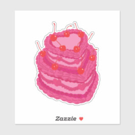 Valentins-Pink zweistöckige herzförmige Torte Aufkleber