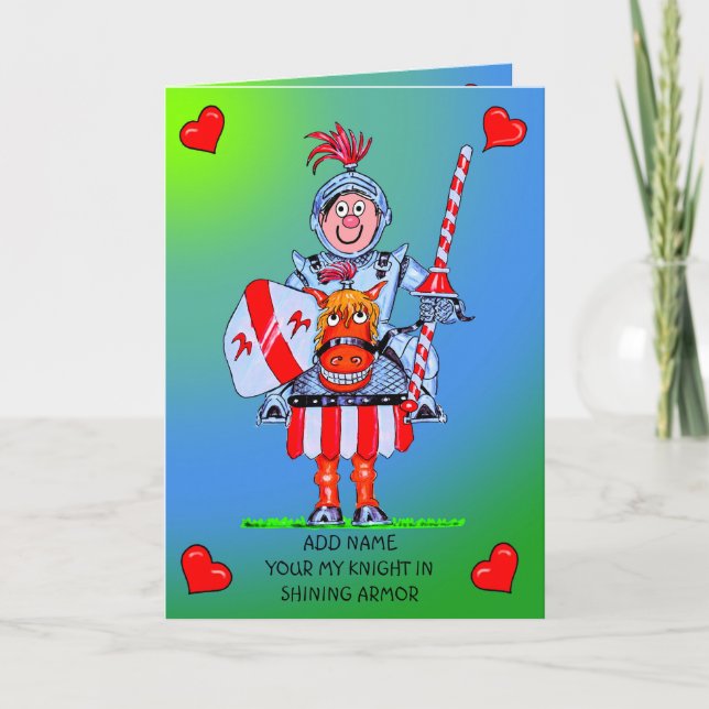 Valentins Ritter in schimmernder Rüstung Karte (Vorderseite)
