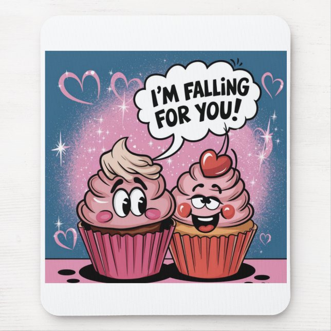 Valentins rosa Cupcake  Mousepad (Vorne)