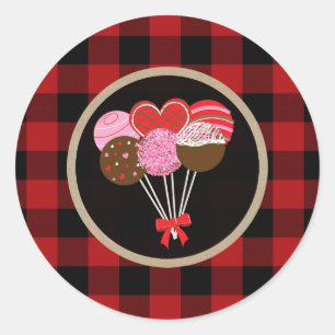 Valentins Tag Cake Pops Cakepops Roter Buffalo Kar Runder Aufkleber