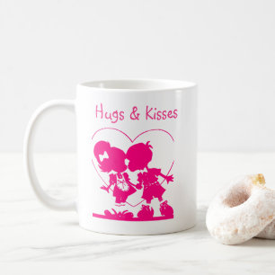Valentins-Tag-Tasse rosa küssende Silhouette Kaffeetasse