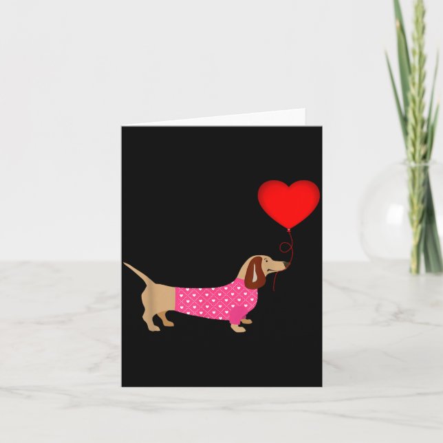Valentins Wiener-Dachshund-Doxie im Hundekleid  Karte (Vorderseite)
