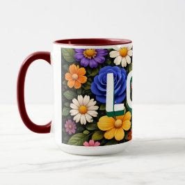 Valentinsbecher Blumen-Design-Muster Liebestext Tasse