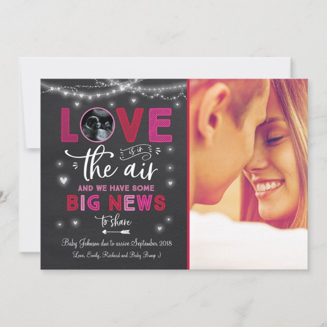 Valentinschen Schwangerschaftsankündigung Ultrasch Feiertagskarte (Vorderseite)