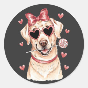 Valentinsfreude Labrador Retriever Süßer Lutscher Runder Aufkleber