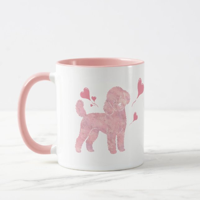 Valentinsgeschenk-Tasse mit Pastell-Pudel und indi Tasse (Links)