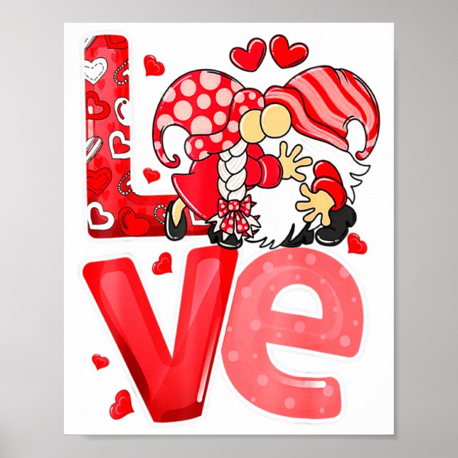 Valentinsgnome mit Herzen Valentinstag Spaß Poster (Vorne)