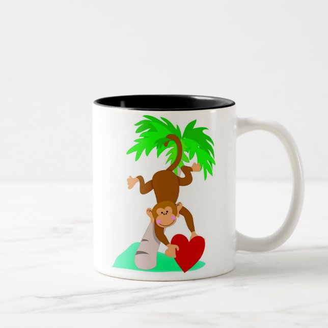 Valentinsgruß-Affe Zweifarbige Tasse (Rechts)