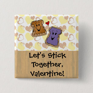 Valentinsgruß-Erdnussbutter und Gelee Button