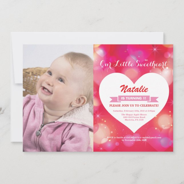 Valentinsgruß-Geburtstag unser kleiner Schatz Einladung (Vorderseite)