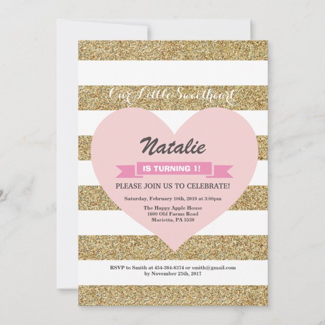 Valentinsgruß-Geburtstag unser kleiner Schatz Einladung (Vorderseite)