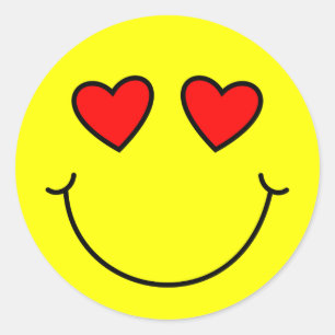 Valentinsgruß-Herz mustert Emoji Gelb Runder Aufkleber