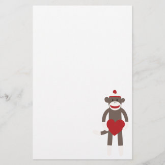 Valentinsgruß-Herz-Socken-Affe Briefpapier