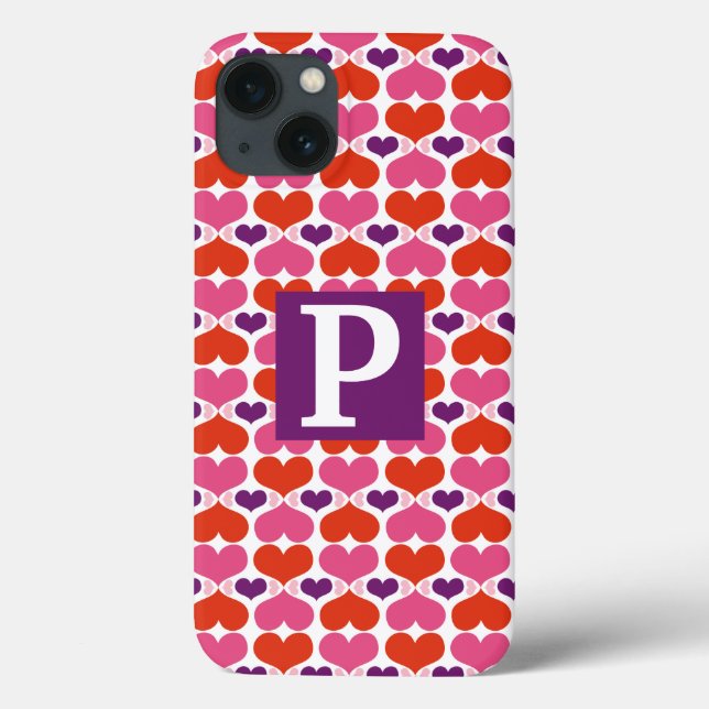 Valentinsgruß-Herz-Steppdecken-Monogramm Case-Mate iPhone Hülle (Rückseite)