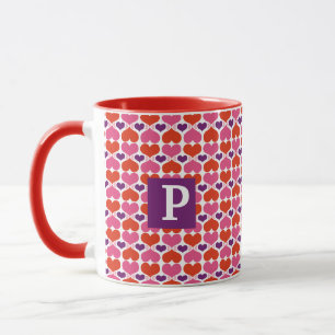Valentinsgruß-Herz-Steppdecken-Monogramm Tasse