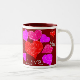 Valentinsgruß-Herzen Zweifarbige Tasse