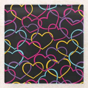 Valentinsgruß-Muster mit Farbherzen Glasuntersetzer