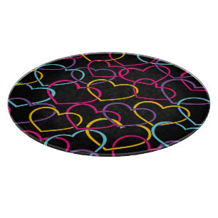 Valentinsgruß-Muster mit Farbherzen Schneidebrett