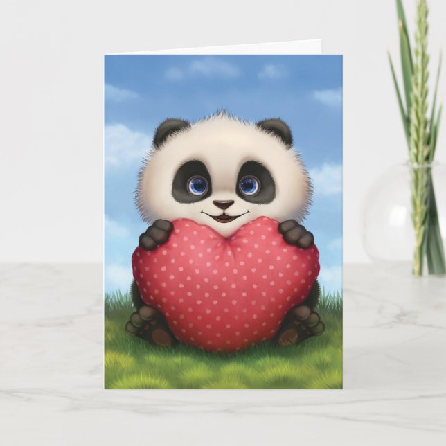 Valentinsgruß-Panda Feiertagskarte (Vorderseite)
