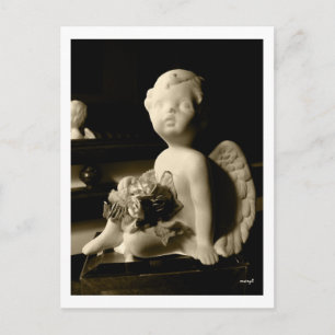 Valentinsgruß Putto (Engel) in der Sepiapostkarte Feiertagspostkarte